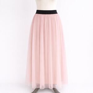 NWT Sense Blush Pink Tulle Maxi Skirt Mesh Layered Balletcore Small